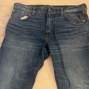 American Eagle Outfitters Men's Dark Blue Relaxed Jeans